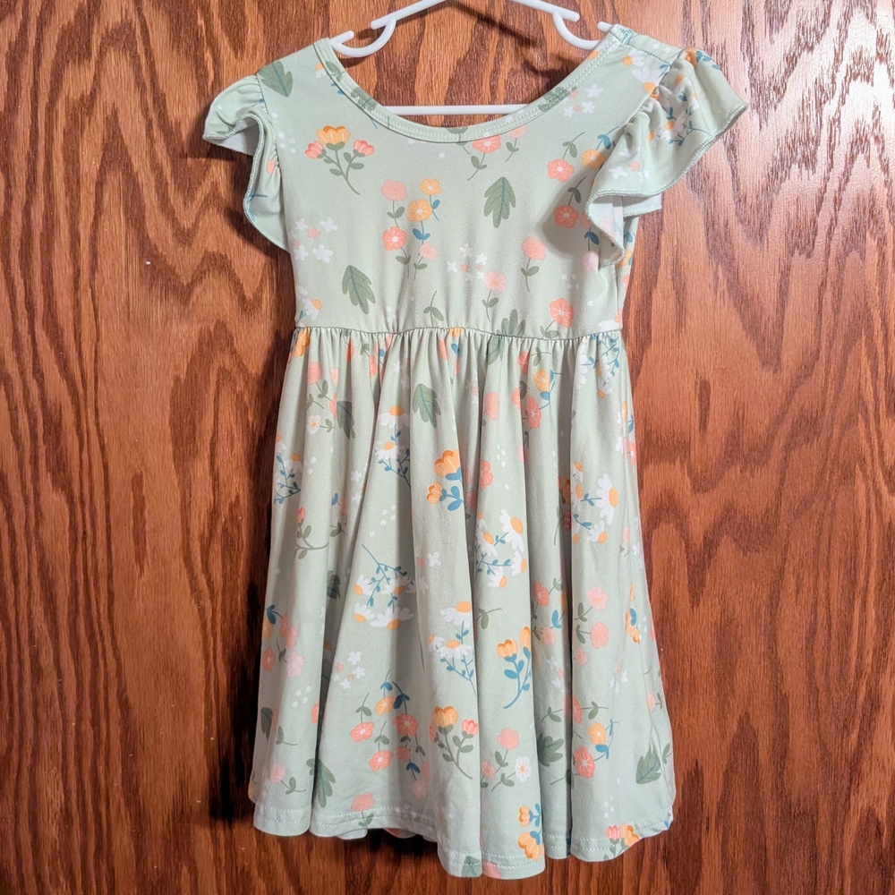 Dot Dot Smile Floral Flutter Sleeve Dress